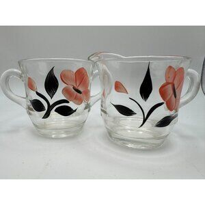 Vintage Bartlett Collins Creamer Sugar Bowl Pink Flowers Gay Fad 50’s Vtg